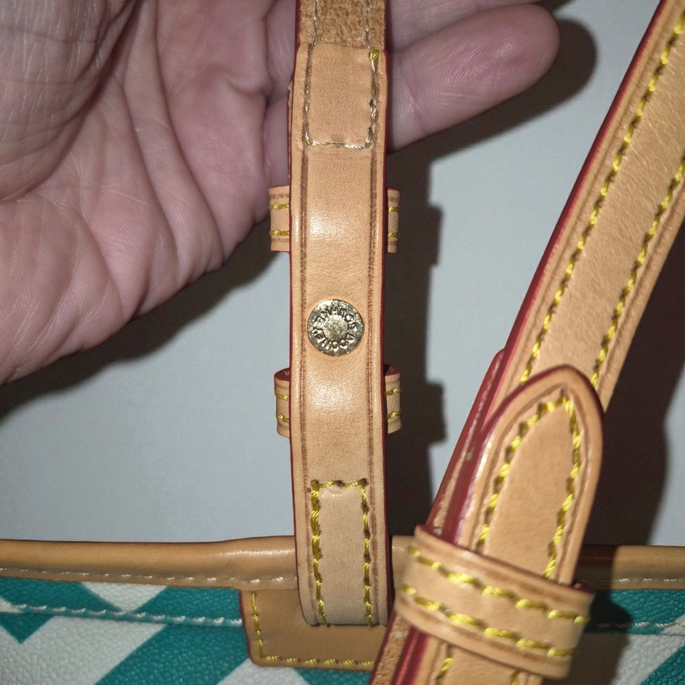 Dooney & Bourke Chevron Tote - Teal and Tan - Picture 5 of 16